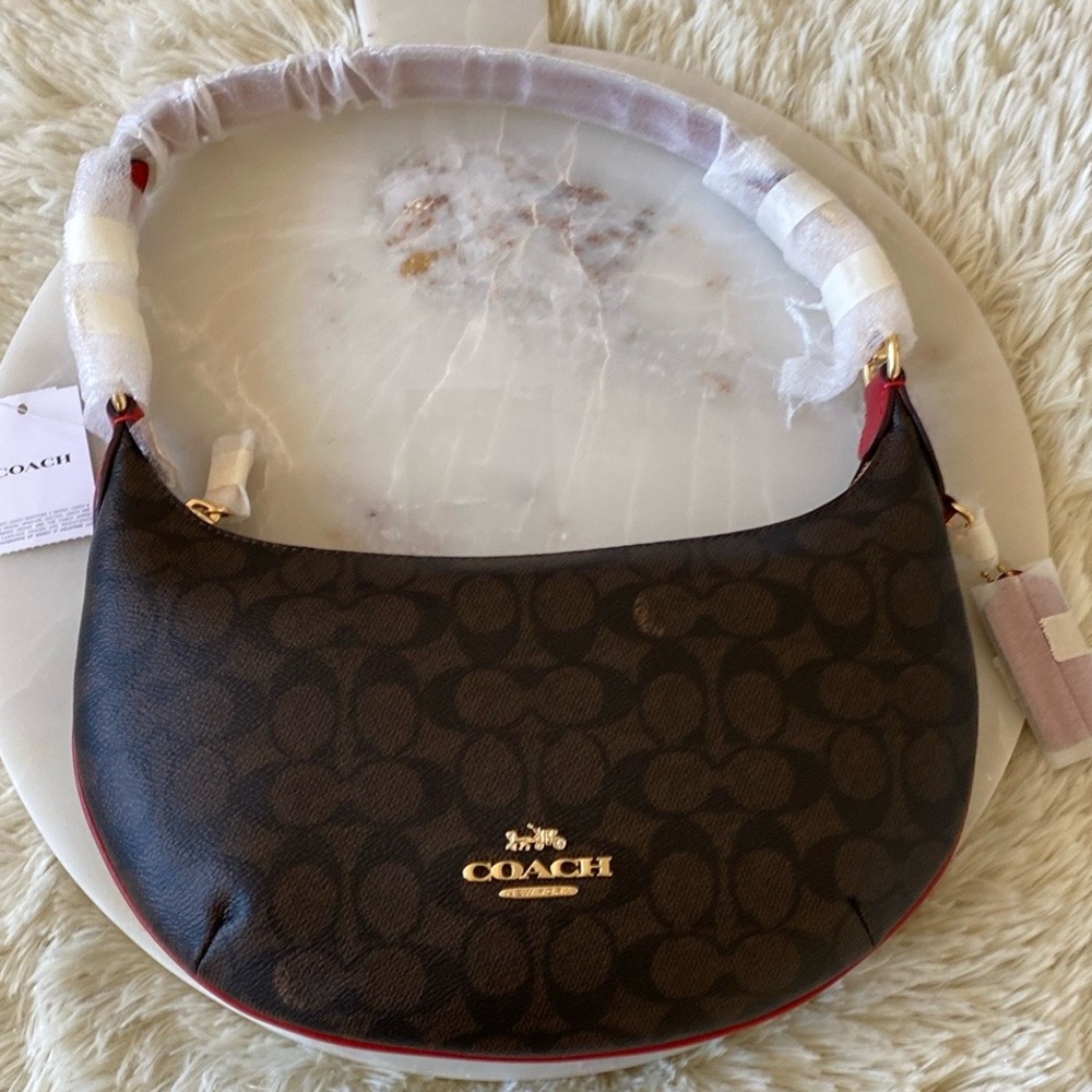 NWT Coach Payton Hobo Brown Signature Shoulder Bag - Picture 3 of 12